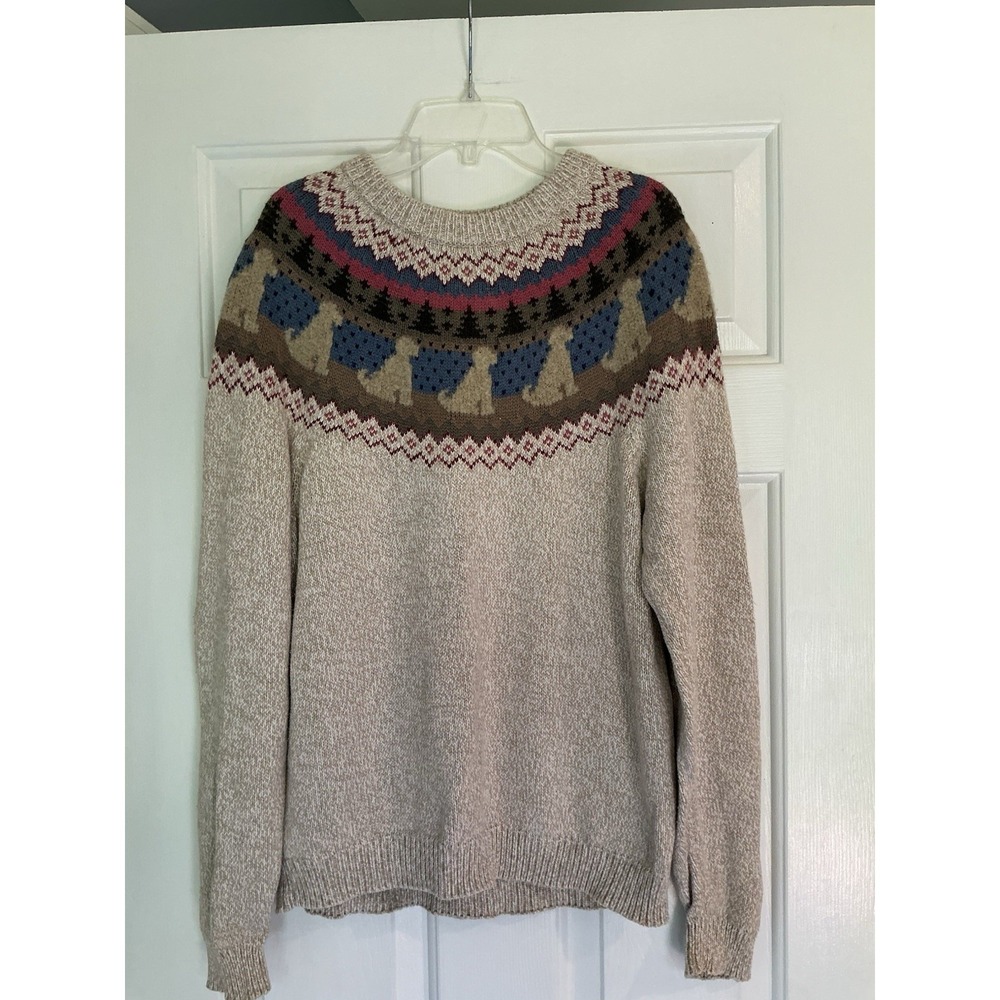 Vintage Fair Isle Dog Golden Retriever Pullover Knit Sweater Cottagecore Medium